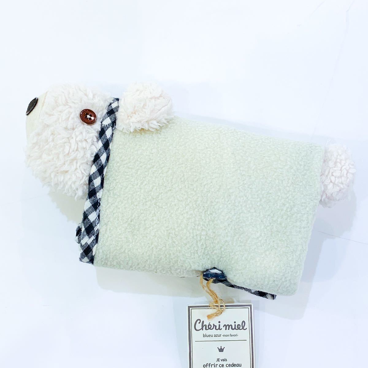 【新品未使用※やや難あり】③ Cheri miel シェリーミエル ブランケット 膝掛け 犬 動物 アニマル クマ チェック コンパクト拍卖