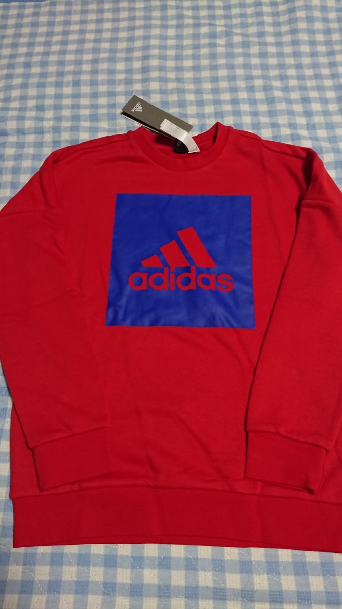 〇♪160☆未使用・保管品☆adidas☆ボックスロゴ トレーナー 赤150②拍卖