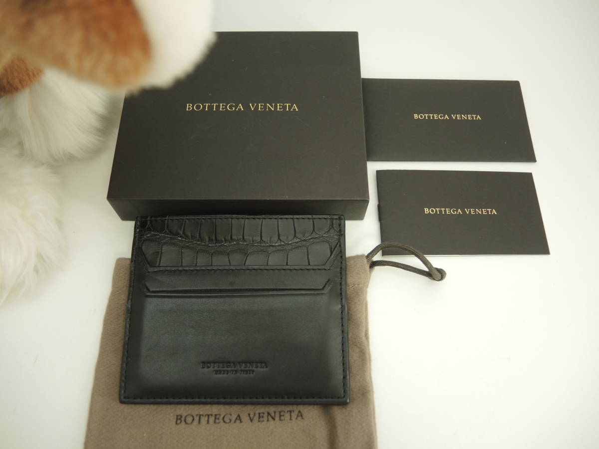 ボッテガヴェネタ 薄型カードケース カーフレザー/マットクロコ 黒 名刺入 カードホルダー@P00806519C拍卖