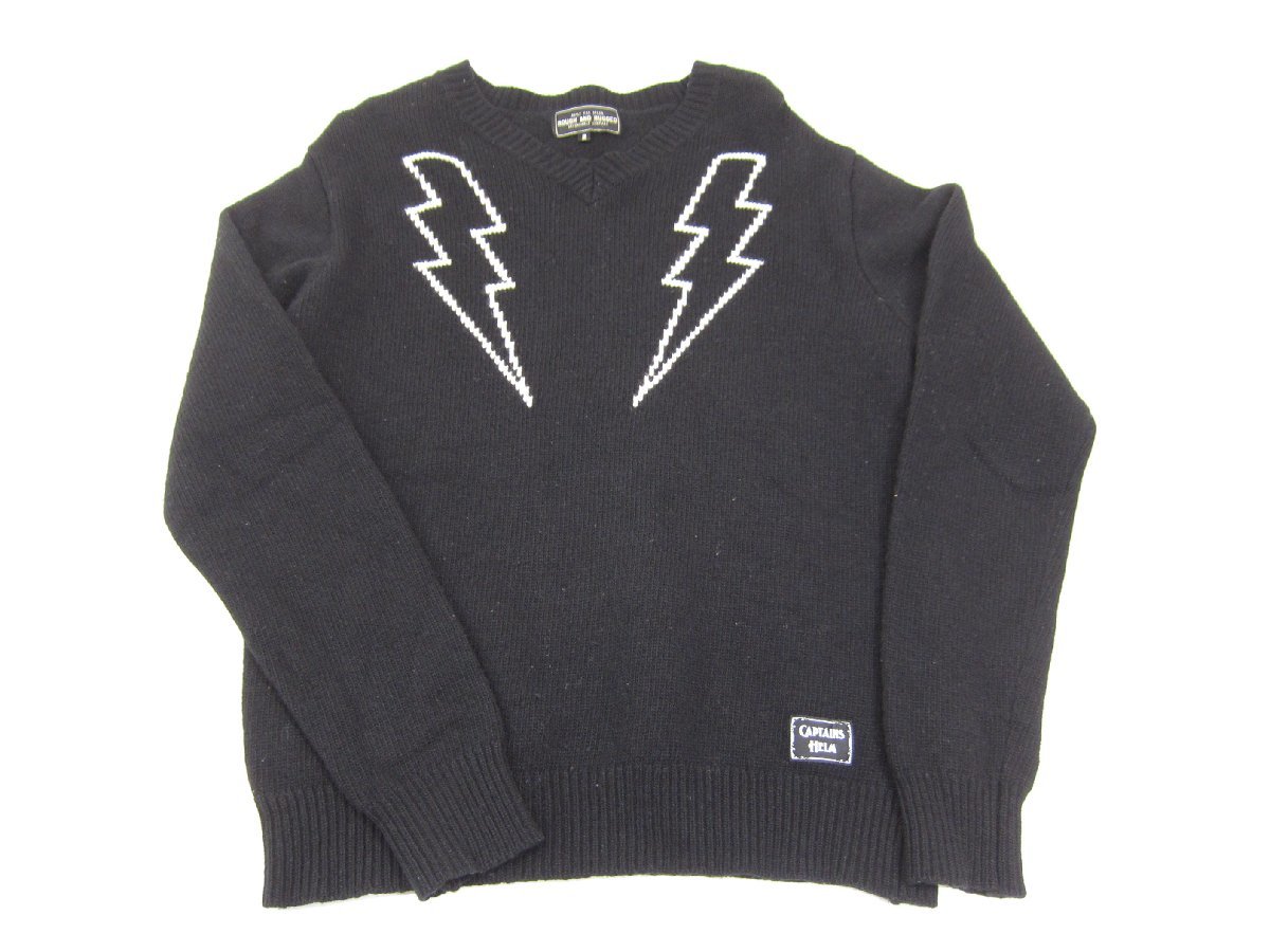 ROUGH AND RUGGED ラフアンドラゲッド × CAPTAINS HELM THUNDER Knit Sweater SIZE:2 メンズ 衣類 □UF3883拍卖