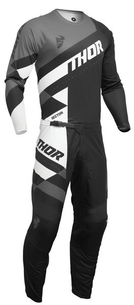 L/32インチ MXウエア 上下セット THOR 24 SECTOR CHECKER ブラック/グレー モトクロス 正規輸入品 WESTWOODMX拍卖