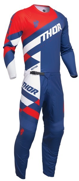 M/30インチ MXウエア 上下セット THOR 24 SECTOR CHECKER ネイビー/レッド モトクロス 正規輸入品 WESTWOODMX拍卖