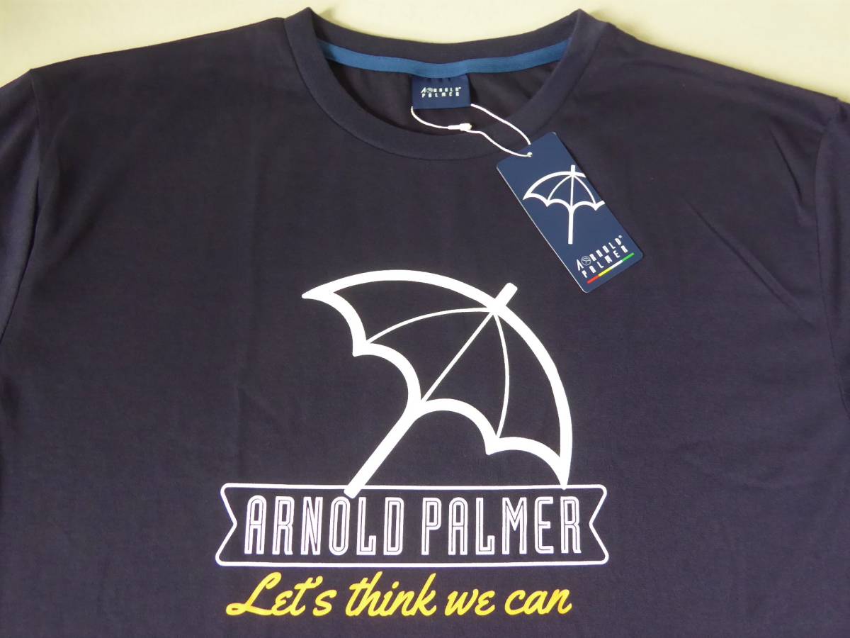ARNOLD PALMER アーノルドパーマー クールネック BIGロゴ ストレッチ 半袖Tシャツ LL 紺 ①拍卖