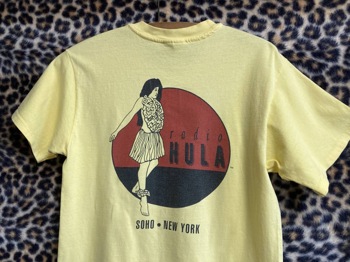 90s 00s USA製 Hanes ヘインズ RADIO HULA フラガール レディース Tシャツ/ HAWAII ハワイ SOHO NEW YORK拍卖