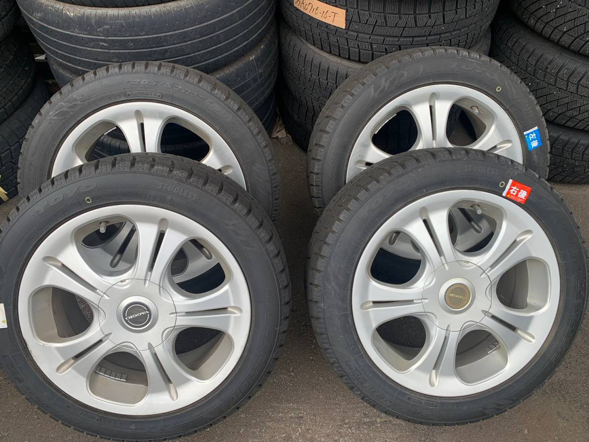 Y967 205/50R16 TOYO トーヨー 2016年 PCD100/114.3 5H 7J +52 4本セット キャップ付き バリ イボ 9分拍卖