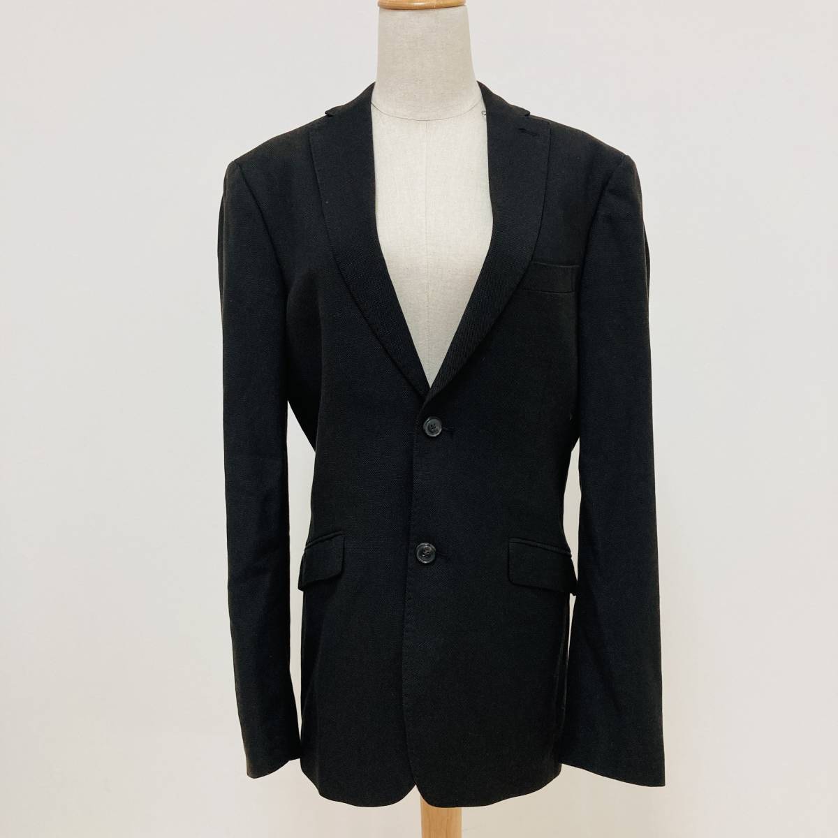 a02777 美品 ZARA MAN ザラマン メンズ ジャケット シングル 裏地 サイドベンツ EUR:48 黒 シンプル 上品 オフィススタイリッシュルック拍卖