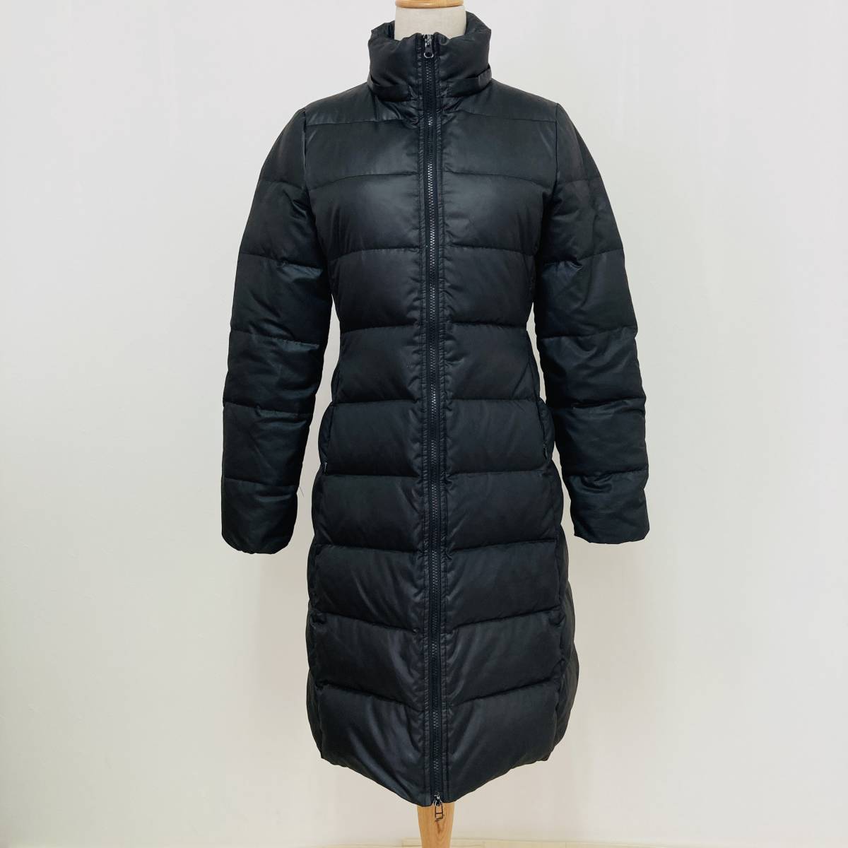 a02811 黄金比 STANZA DOLCE スタンザドルチェ ダウンジャケット ロング ハイネック 38 黒 光沢 上品 万能 ロマンティックウィンターコーデ拍卖