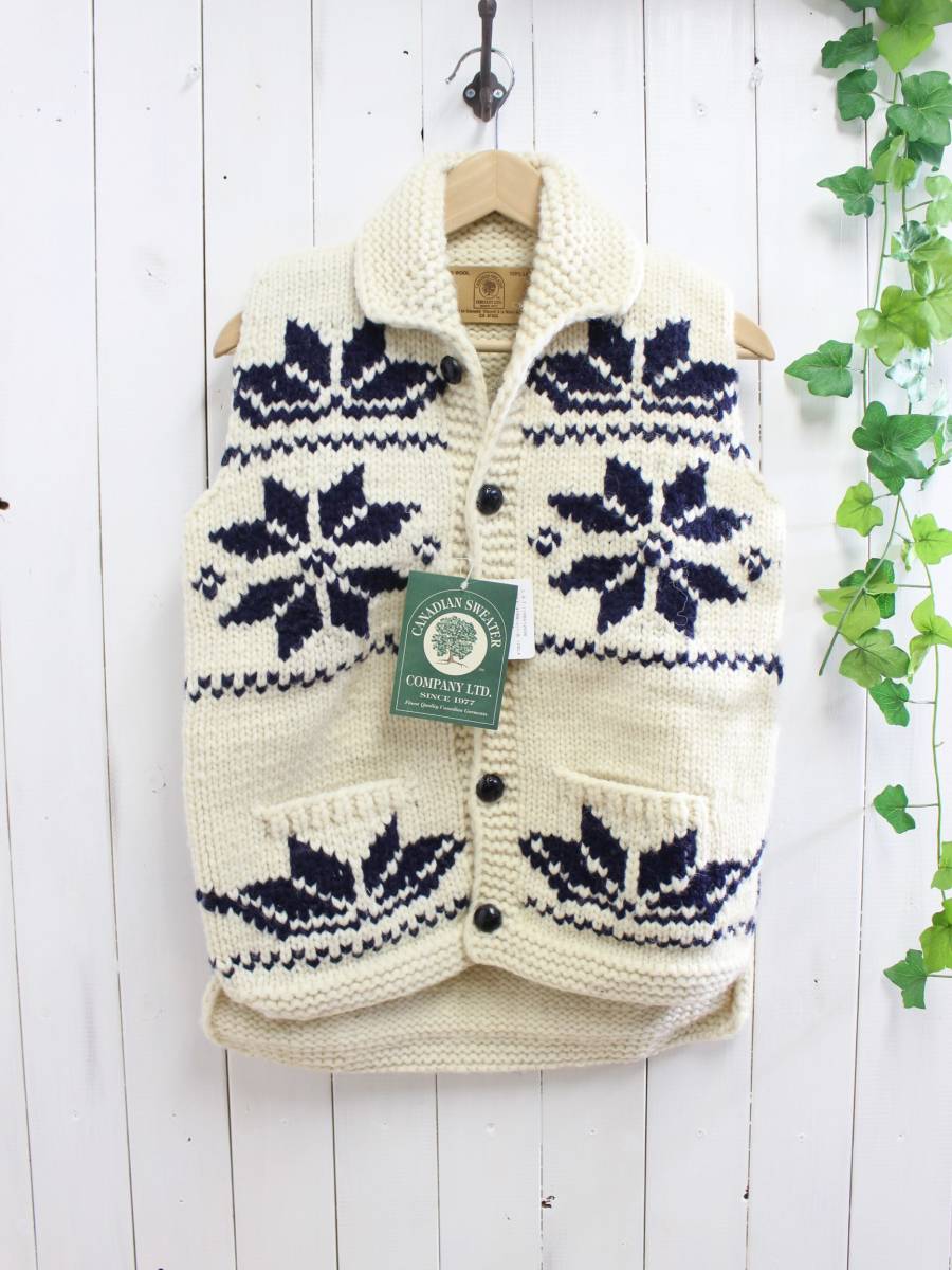 新品◆CANADIAN SWEATER カナディアンセーター◆カウチンセーター 雪柄 ニットベスト 32 定価42,000円拍卖