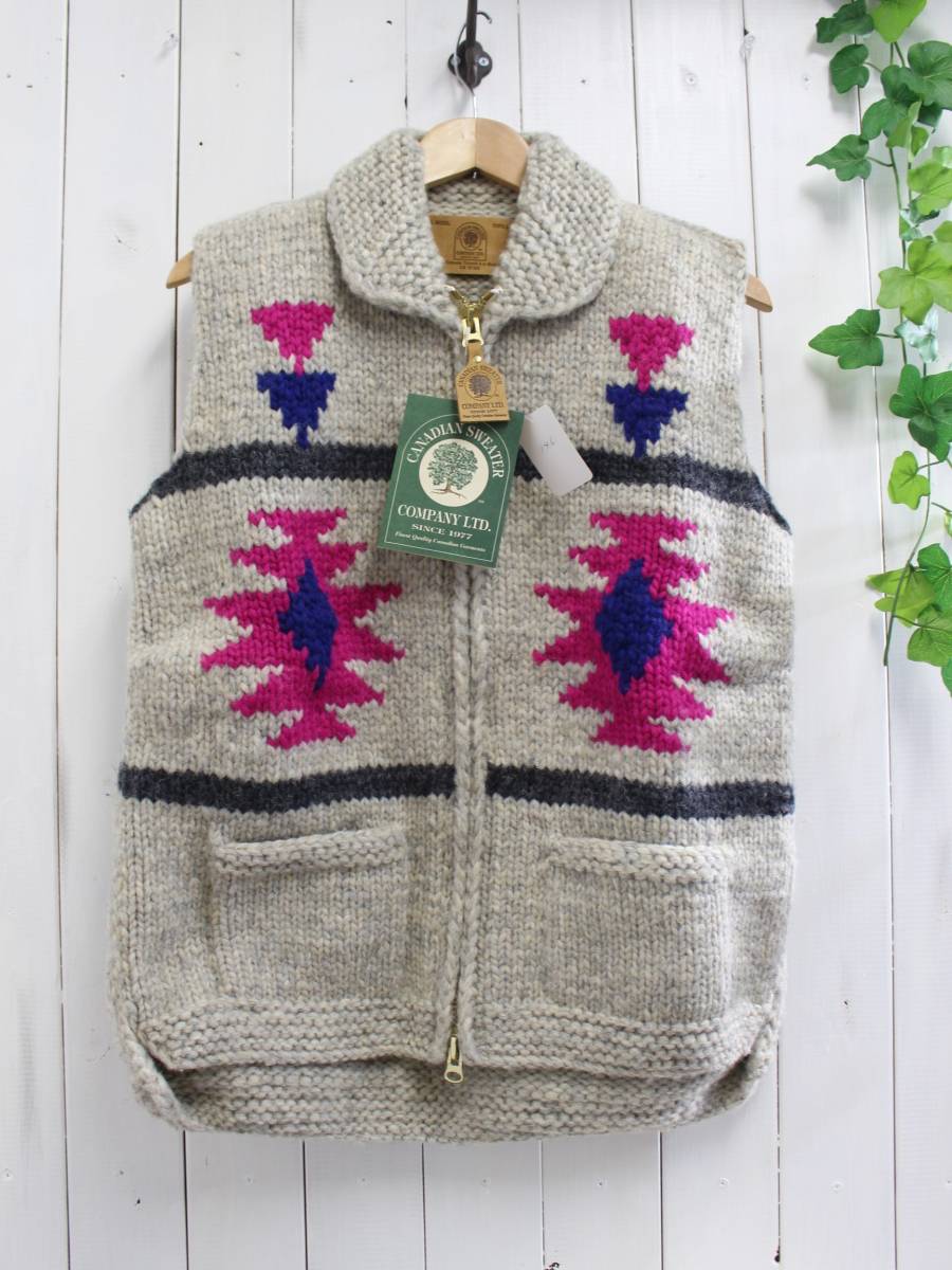 新品◆CANADIAN SWEATER カナディアンセーター◆カウチンセーター オルテガ ジップ ニットベスト 40 定価42,000円拍卖