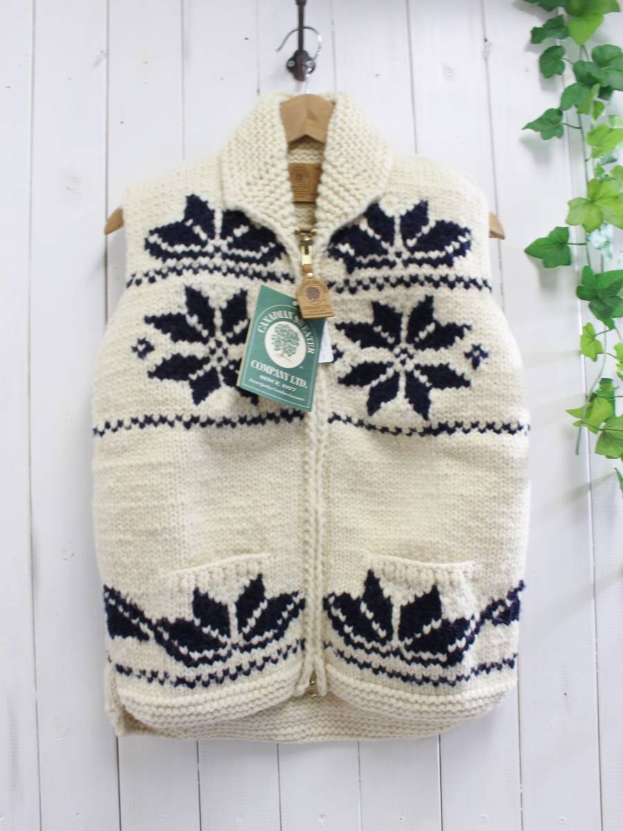 新品◆CANADIAN SWEATER カナディアンセーター◆カウチンセーター 雪柄 ニットベスト 38 定価42,000円拍卖