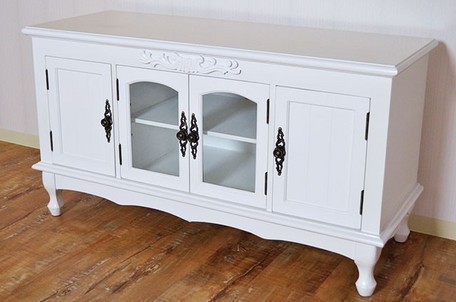 在庫確認お願いします特価!プリンセス姫系フレンチカントリー調ホワイトウッドテレビ台120cm ホワイトウッドテレビボード120cm拍卖