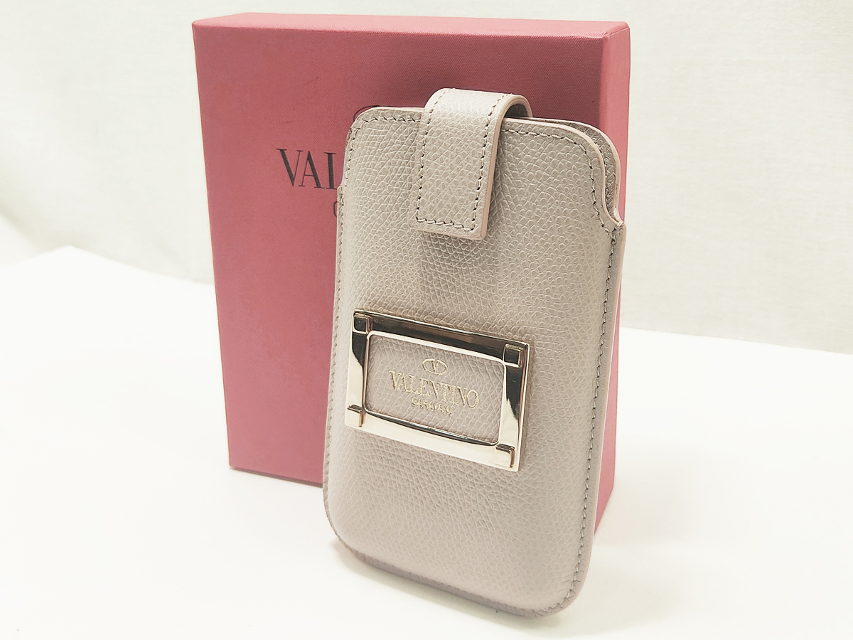 ♪売り切り 大特価 VALENTINO GARAVANI ヴァレンティノガラヴァーニ iPodケース アイポッド レザー ピンクベージュ 箱付き 中古♪拍卖