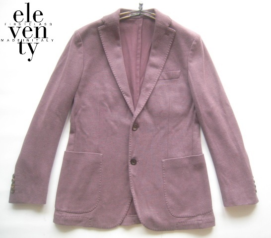 極上イタリア製!!イレブンティ eleventy*洒脱&リッチ感◎コットンジャージー2つボタンジャケット 48 実寸M ブラウン 茶拍卖