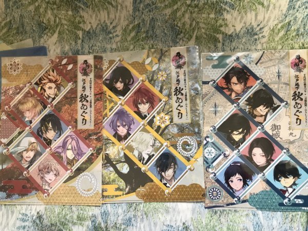 d234クリアファイル 刀剣乱舞 千代田の秋まつりコラボ 江戸城下 秋めぐり 3枚セット 三日月宗近 山姥切国広 加州清光 大和守安定拍卖