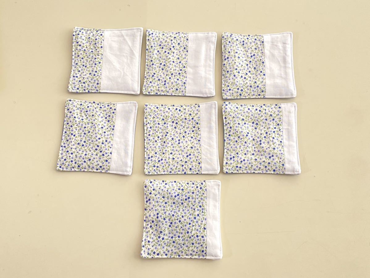 ハンドメイド★コースター wガーゼ入り 7枚セット(448)値下げ拍卖