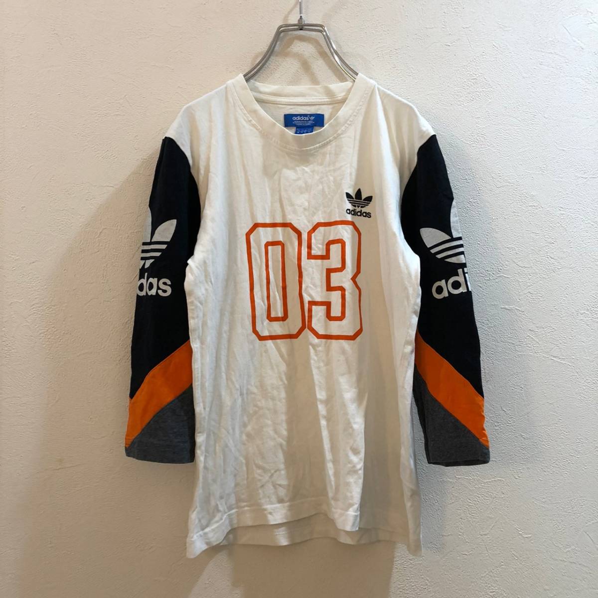 ADIDAS/アディダス 七分袖Tシャツ 03 ホワイト ブラック メンズ XS拍卖