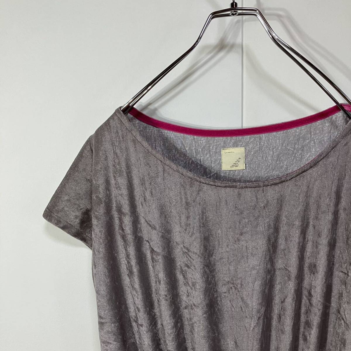 古着 アート デザイン ウエストゴム ノースリーブ ベロア ニット フレア ワンピース グレー ピンク オレンジ ホワイト F拍卖