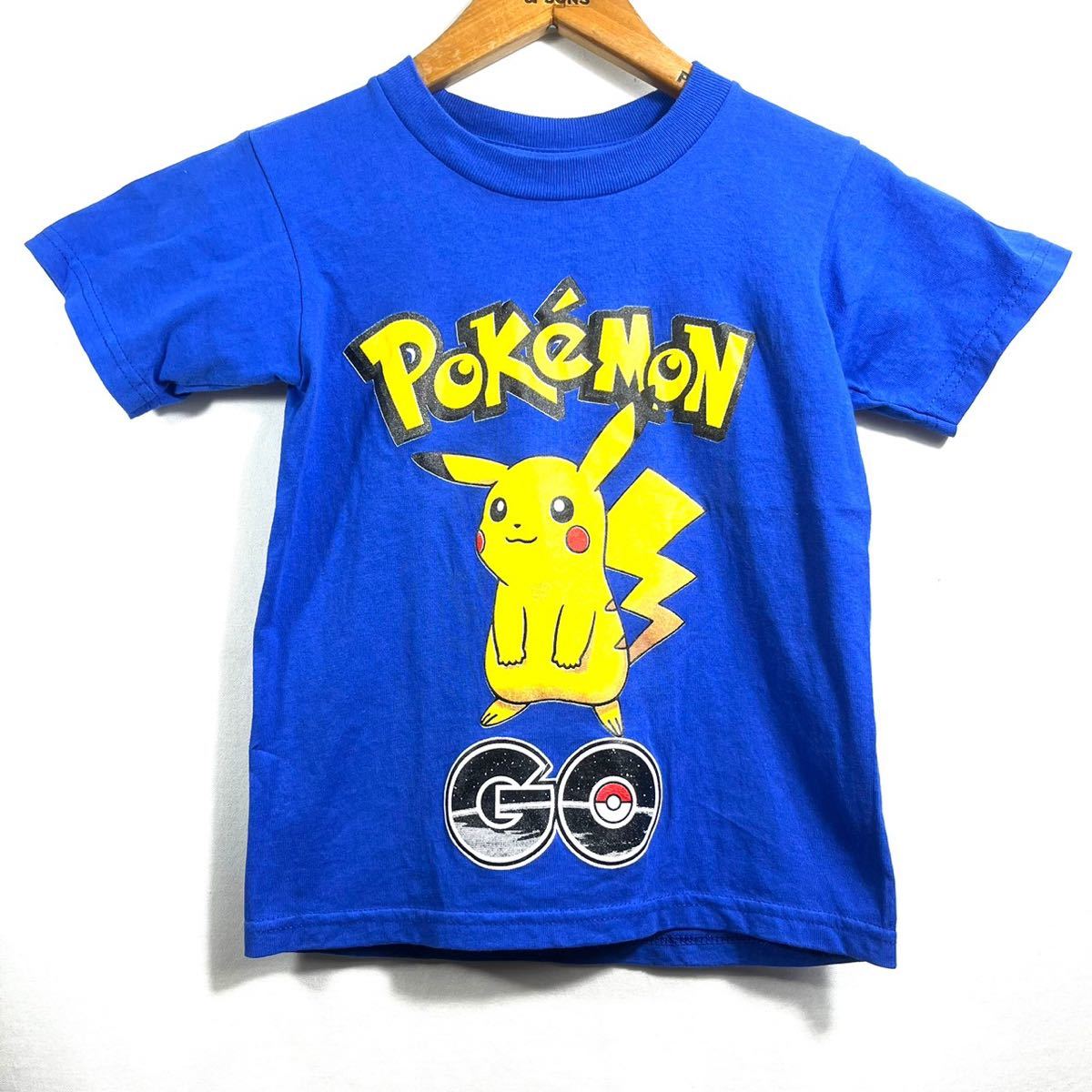 ■ 子供用 ビンテージ USA製 ” Pokemon ” ポケモン ピカチュウ イラストTシャツ サイズM ブルー モンスターボール サトシ ■拍卖