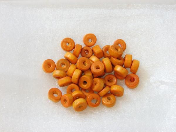 ウッドビーズ 約6x3mm 平丸玉・オレンジ色150個 55-OG(B)拍卖