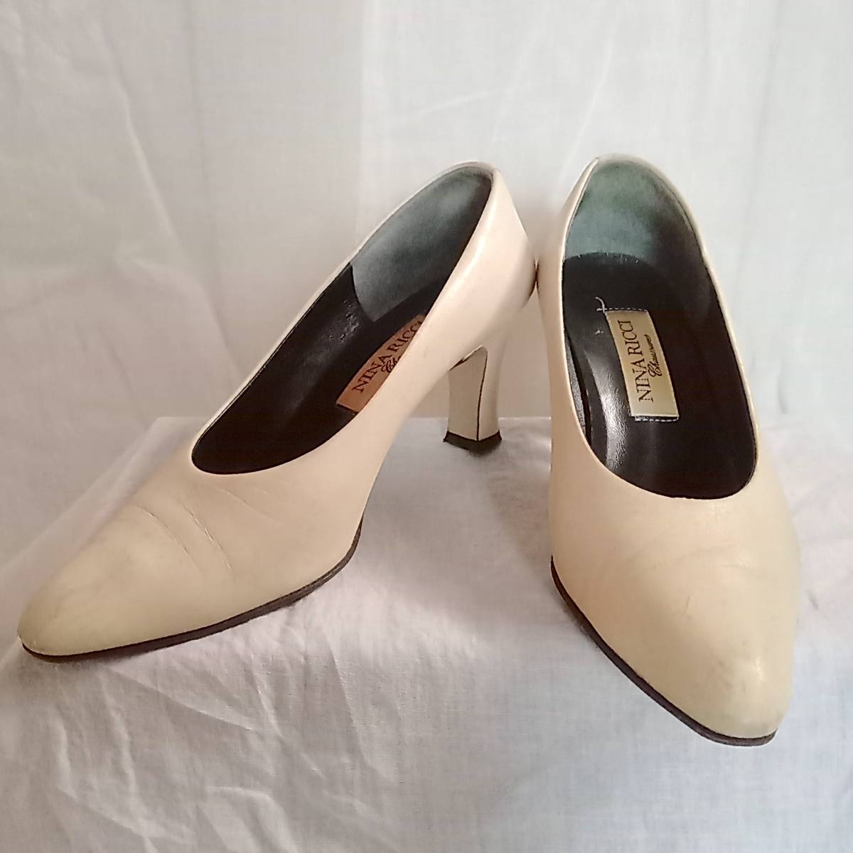 ヴィンテージ ニナ・リッチ パンプス ホワイトレザー made in Japan拍卖