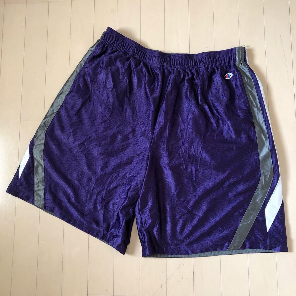 Champion /チャンピオン /メンズXXL ハーフパンツ ショートパンツ ボトムス 短パン 速乾 ロゴ刺繍 パープル トレーニング スポーツウェア拍卖
