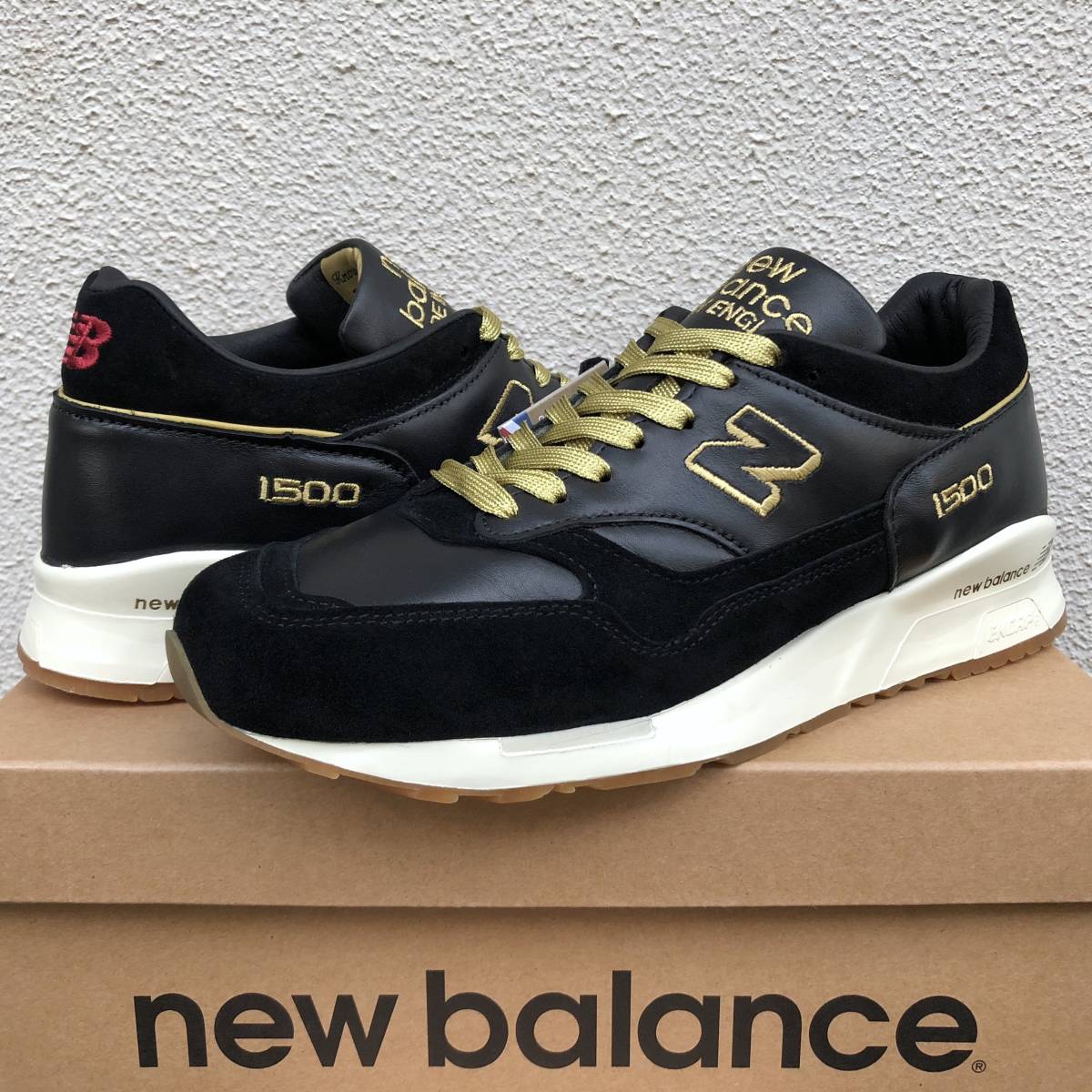 フットパトロール別注 UK製 M1500FPK US8.5 26.5cm ブラック×ゴールド 限定 コラボ イギリス英国製 NB 黒/金 レザー スエード スニーカー拍卖