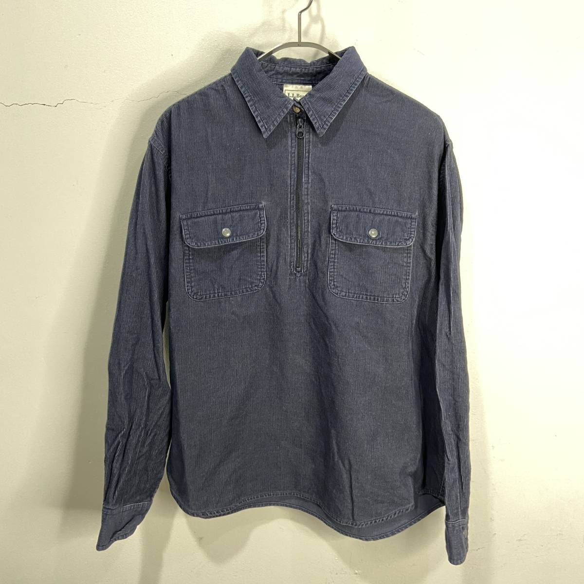 送料無料☆L.L.Bean☆エルエルビーン☆ハーフジップコーデュロイシャツ☆ネイビー☆レディースM☆H23拍卖