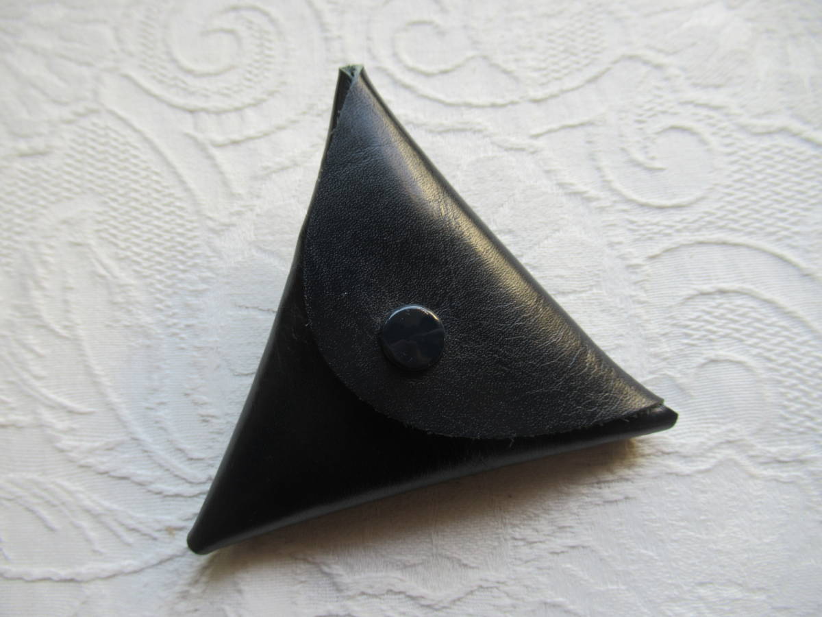 手作り 本革製三角財布 コインケース 小銭入れ 濃紺拍卖