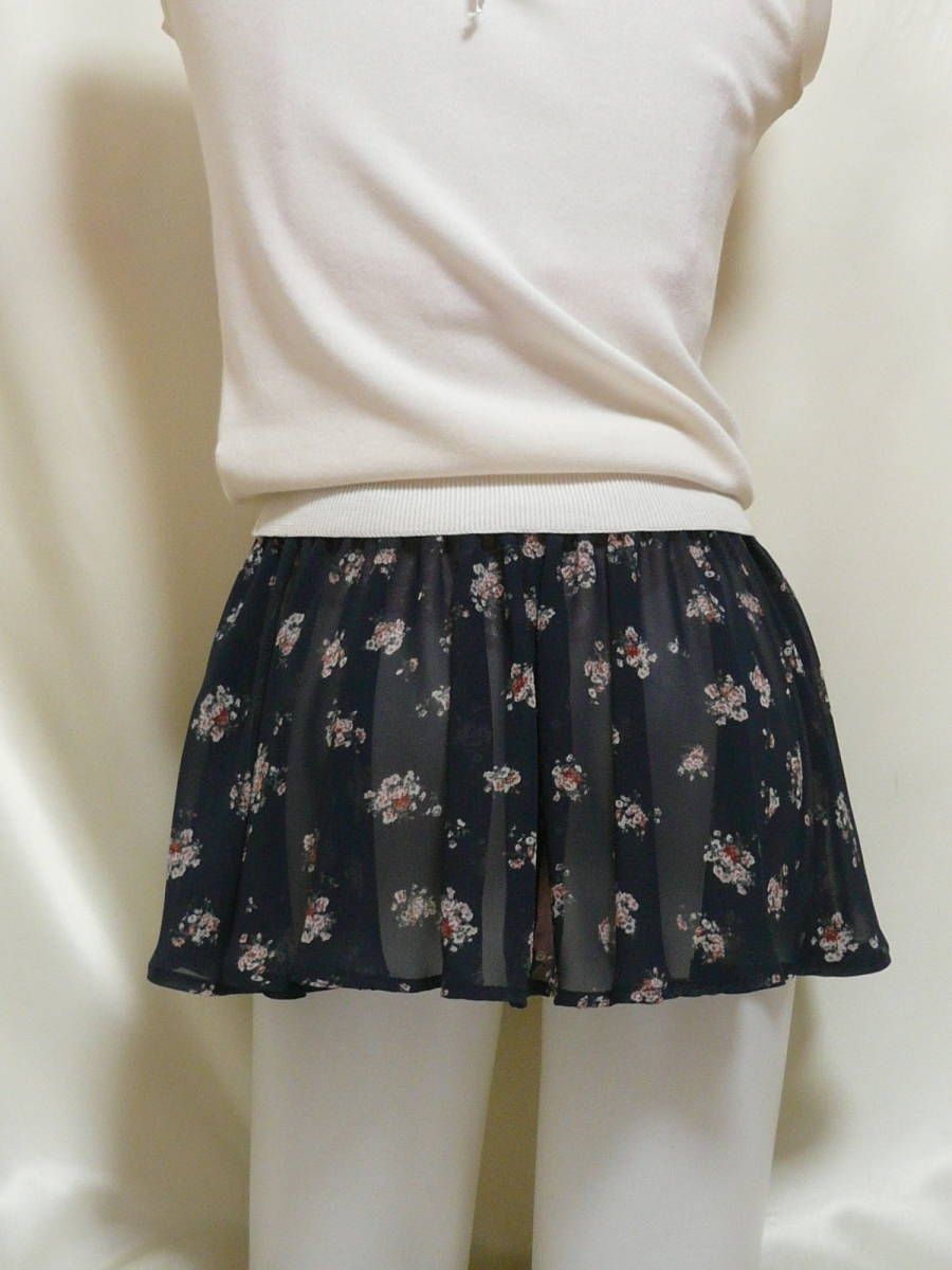 ♪♪濃紺地かわいい小花柄の超マイクロミニ☆ほんのり透けます^^♪♪ 拍卖