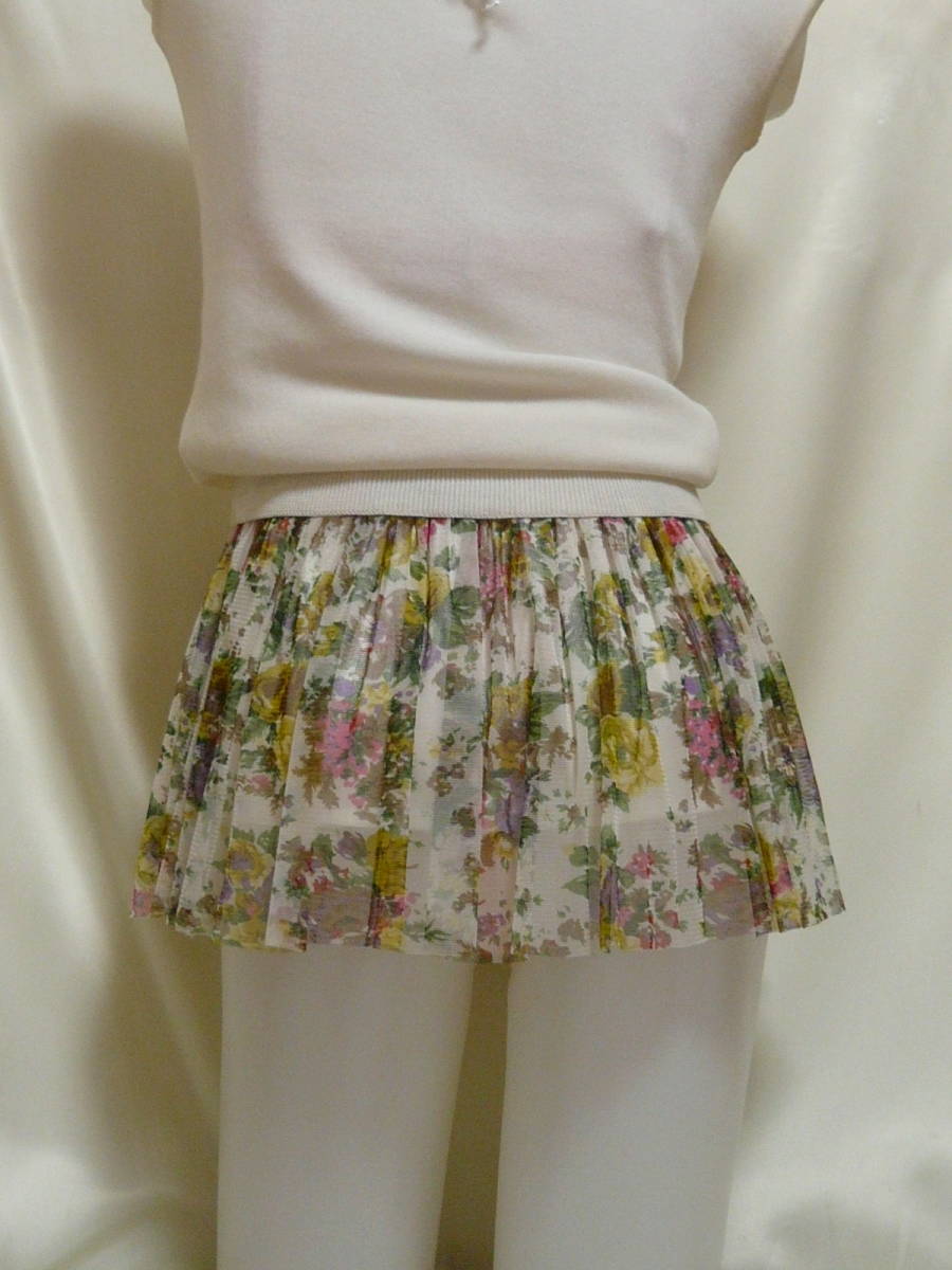 ♪♪白地メッシュ鮮やかお花柄の超マイクロミニ☆短い裏地^^♪♪ 拍卖