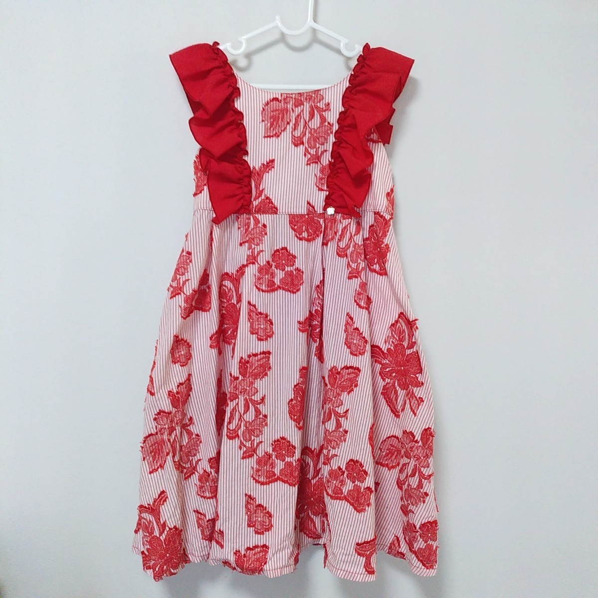 ANNA SUI mini(アナスイ ミニ)肩フリル 総柄 ジャガード ワンピース 140拍卖