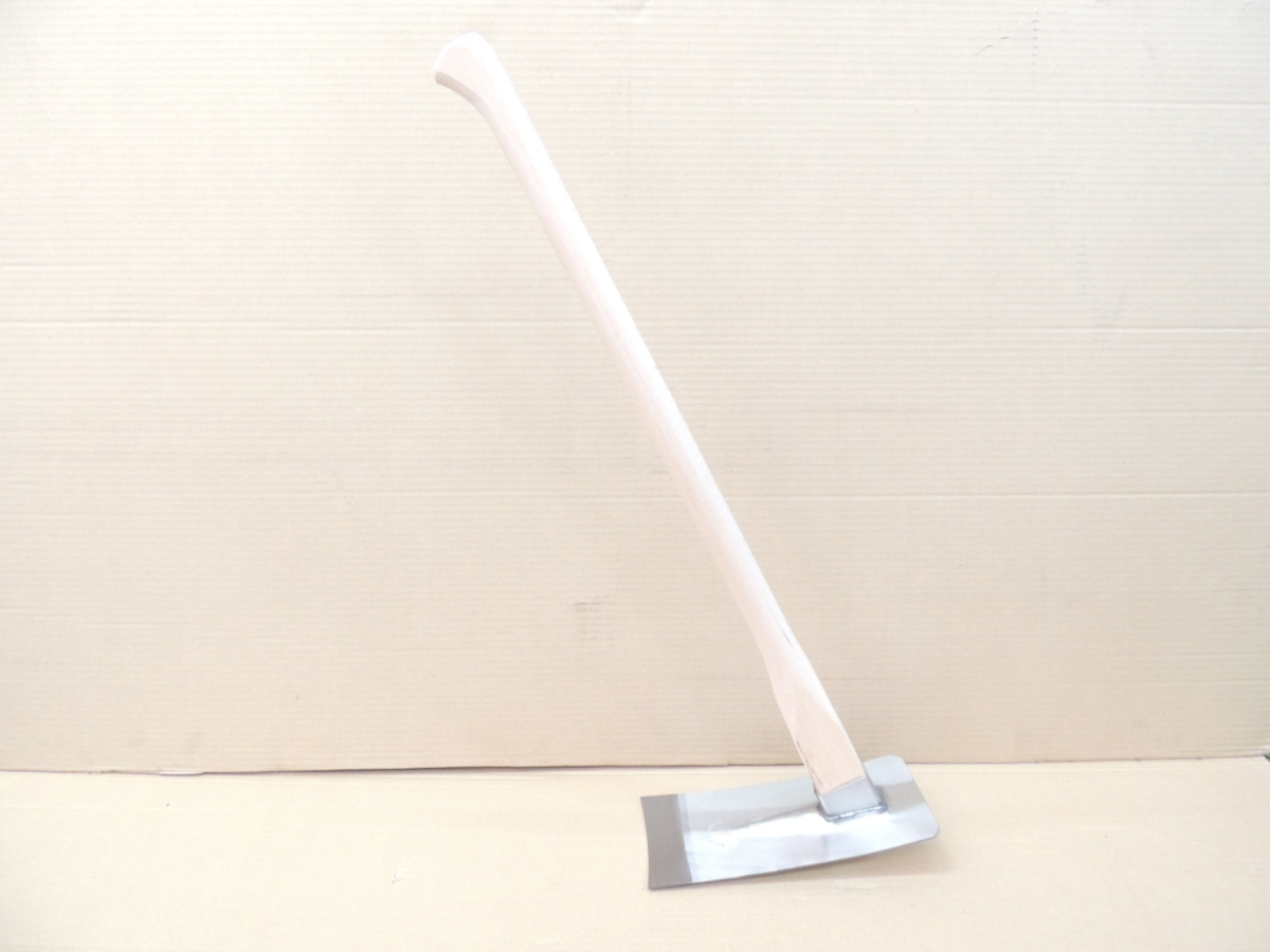 新潟県標準仕様 ステン平鍬 鋼付4.8寸アゴ付の柄付 園芸 ガーデニング拍卖