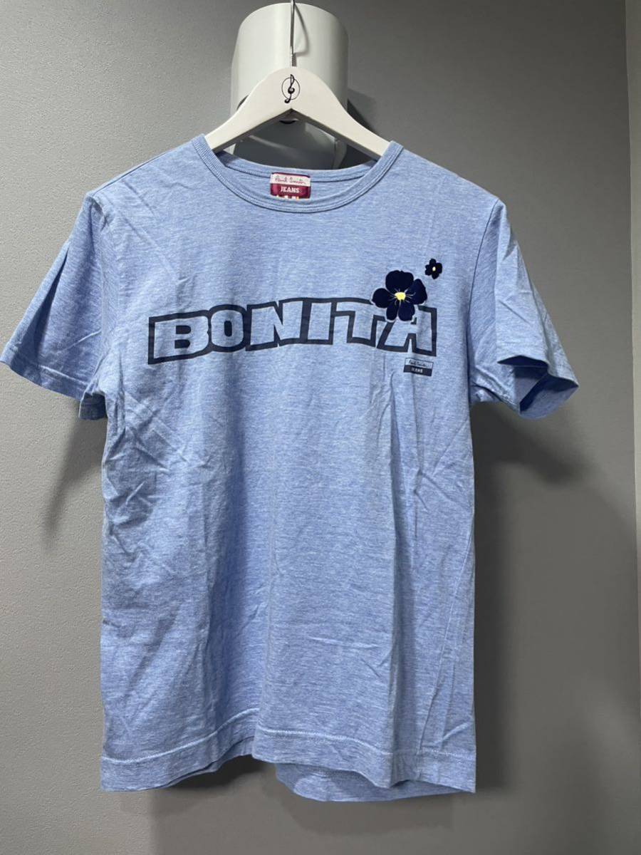 ポールスミスジーンズPaulSmith半袖トップスロゴ青系レディース拍卖