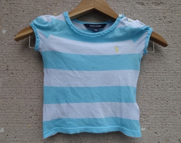 Ralph Lauren ラルフローレン Tシャツ 24M 90/52 水色ボーダー拍卖