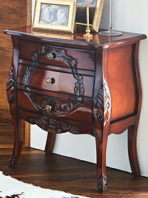 マホガニー 特価品 ベルベル3段引出し ミニチェスト 送料無料完成品 電話台 ナイトテーブル アンティーク サイドテーブル 木拍卖