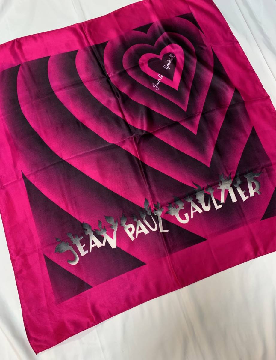 Jean Paul GAULTIER ジャンポールゴルチエ ゴルチェ スカーフ ストール ショッキングピンク ハート アーカイブ archive scarf拍卖