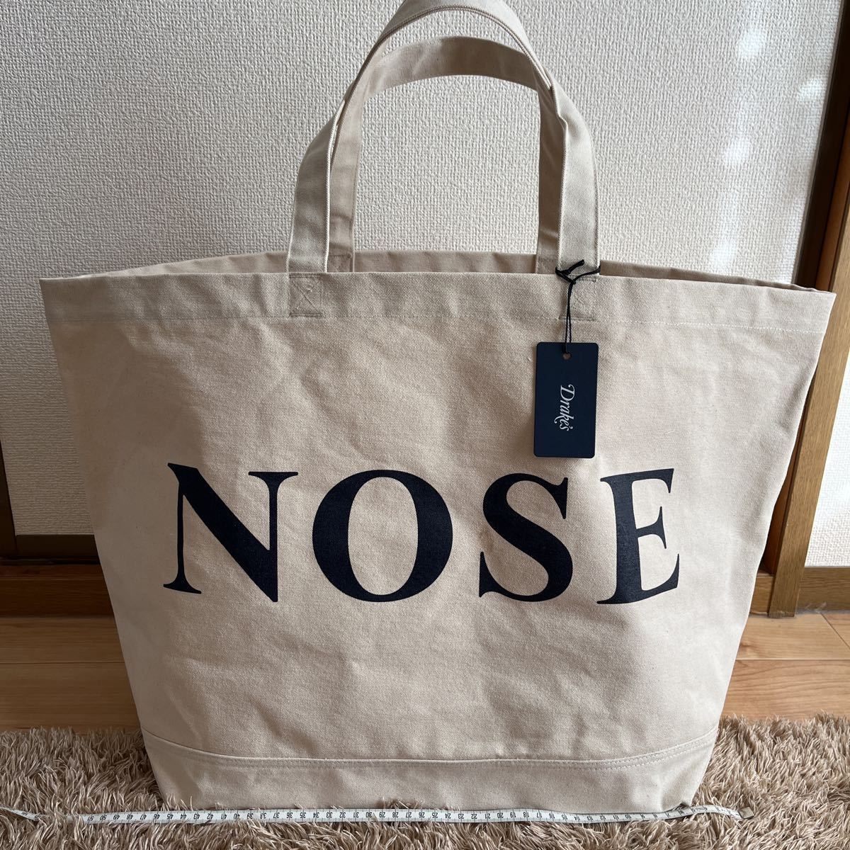 新品未使用 国内未発売 ドレイクス drake’s drakesビック トート バッグ キャンバス 生地 生成りLサイズ ビンテージ 調拍卖