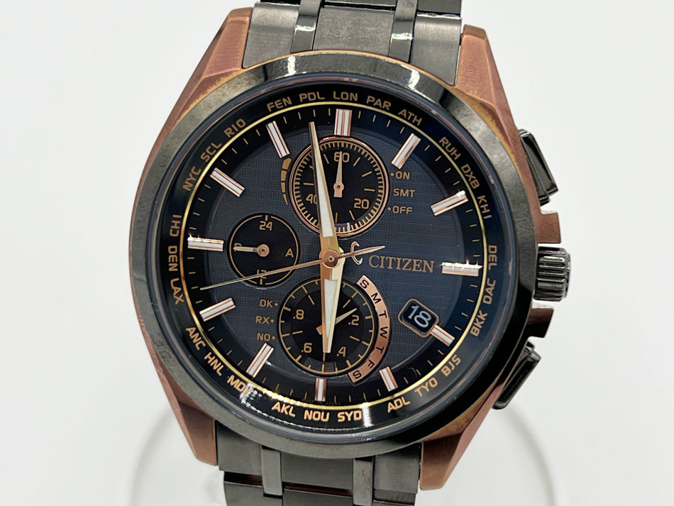 送料無料 CITIZEN シチズン アテッサ eco-drive エコドライブ メンズウォッチ ソーラー電波 腕時計 チタン H804-T021395 美品拍卖