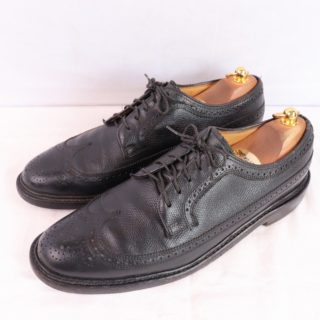 フローシャイム インペリアル 9 1/2 D /ウィングチップ 黒 ブラック メンズ 90's 90年代 Florsheim 古着 中古 ds3883拍卖