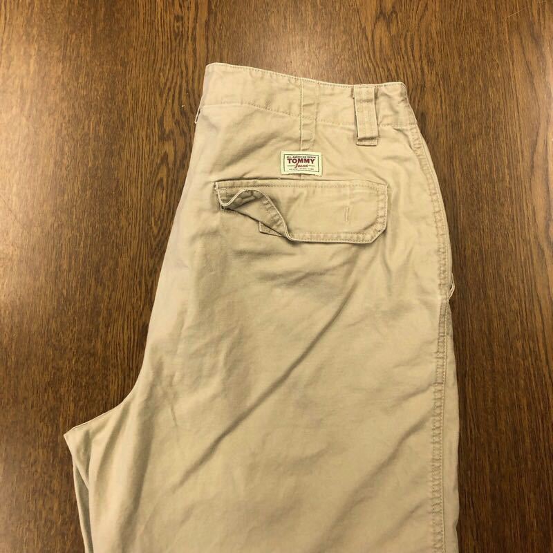 【EI217】TOMMY JAENS W34 L32 ワークパンツ ベージュ メンズブランド古着 トミーヒルフィガー 送料無料拍卖