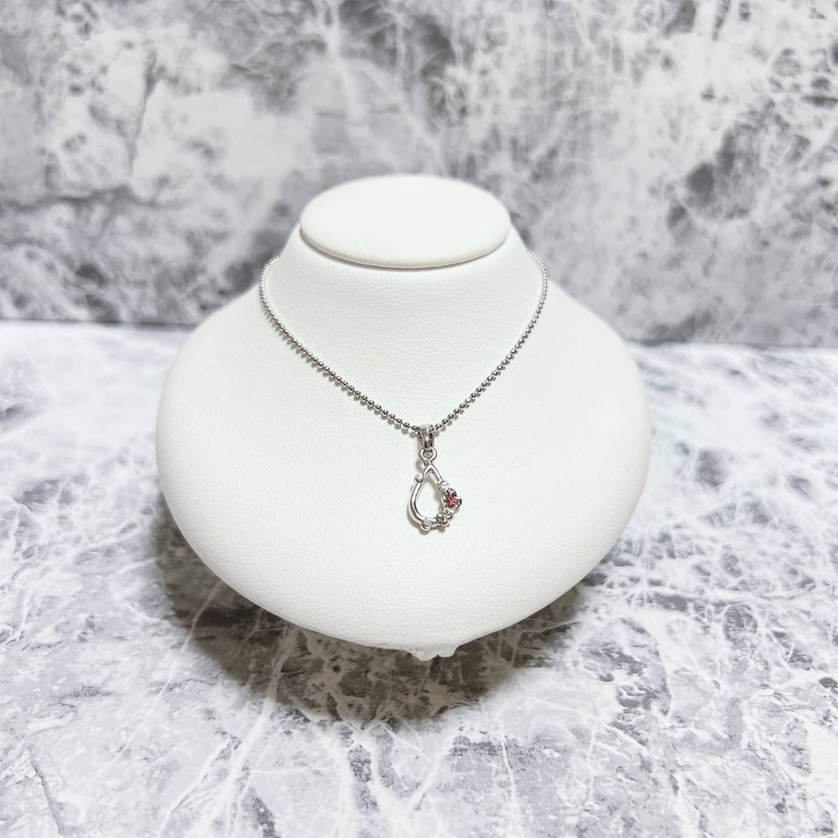 ネックレス silver シルバー ピンクストーン フラワー ヴィンテージ アンティーク EL-1454拍卖