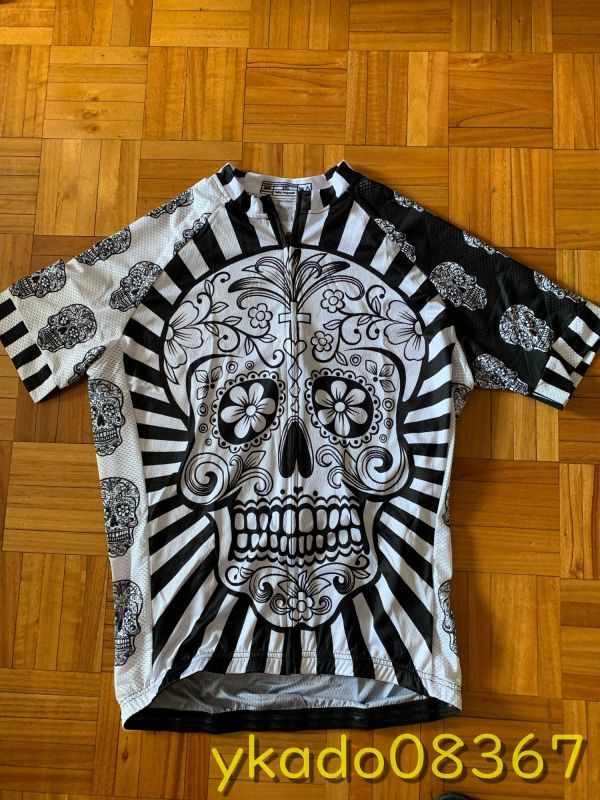 P1244: ★人気商品★ホワイトスカルサイクリングジャージベストプロ ポリエステル バイク着用 男性クイックドライサイクリングトップ拍卖