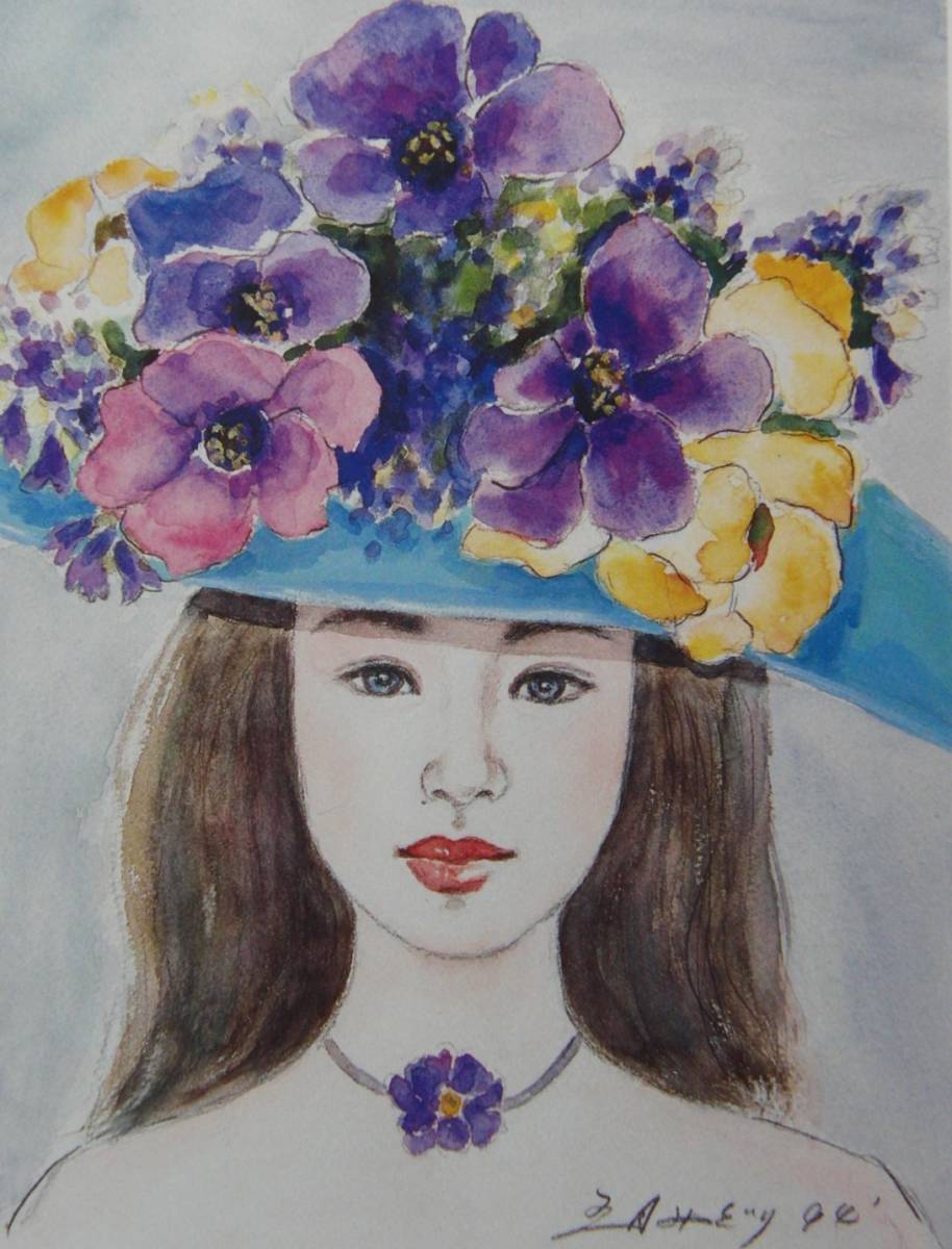 「花飾り」、五月 みどり、希少画集・額装画、日本製新品額縁、状態良好、送料無料拍卖