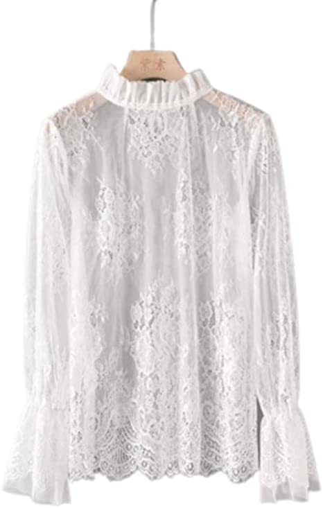 新品●送料無料●フレアー袖がめちゃ優雅でおしゃれ 長袖カットソー 総レース 重ねファッション 白拍卖