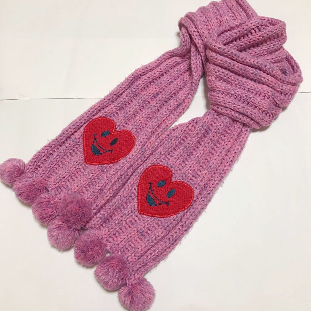 送料無料 ピンクラテ ニット マフラー ロングマフラー 手編み風 匿名配送拍卖