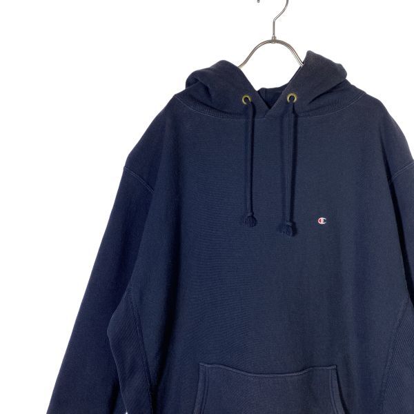 【レア】別注 Champion チャンピオン REVERSE WEAVE ワイドシルエット プルオーバーパーカー 青タグ Mサイズ 大きめ 肉厚 ブラック 黒拍卖