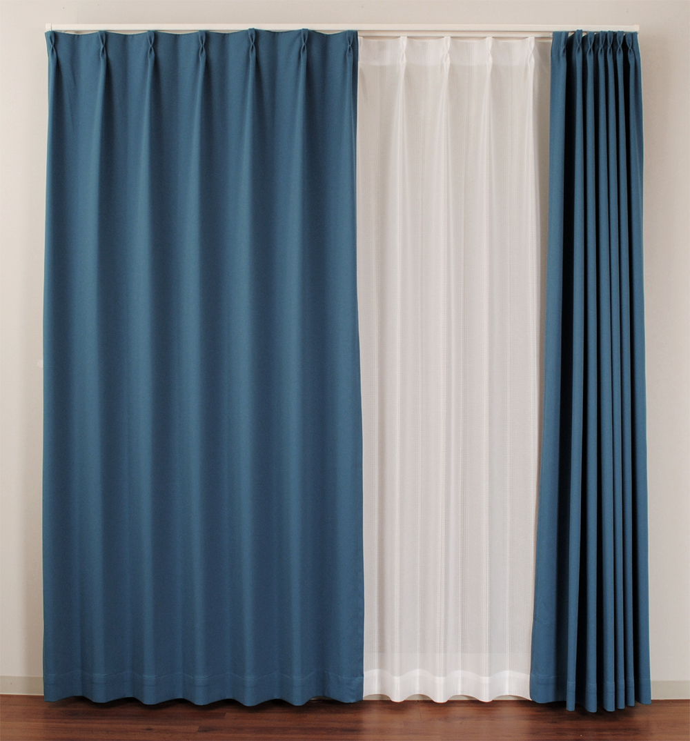 防炎カーテン マリンブルー べルーイ 幅100cm×丈178cm2枚 遮光カーテン 遮光1級 防炎加工(防炎ラベル付き)拍卖