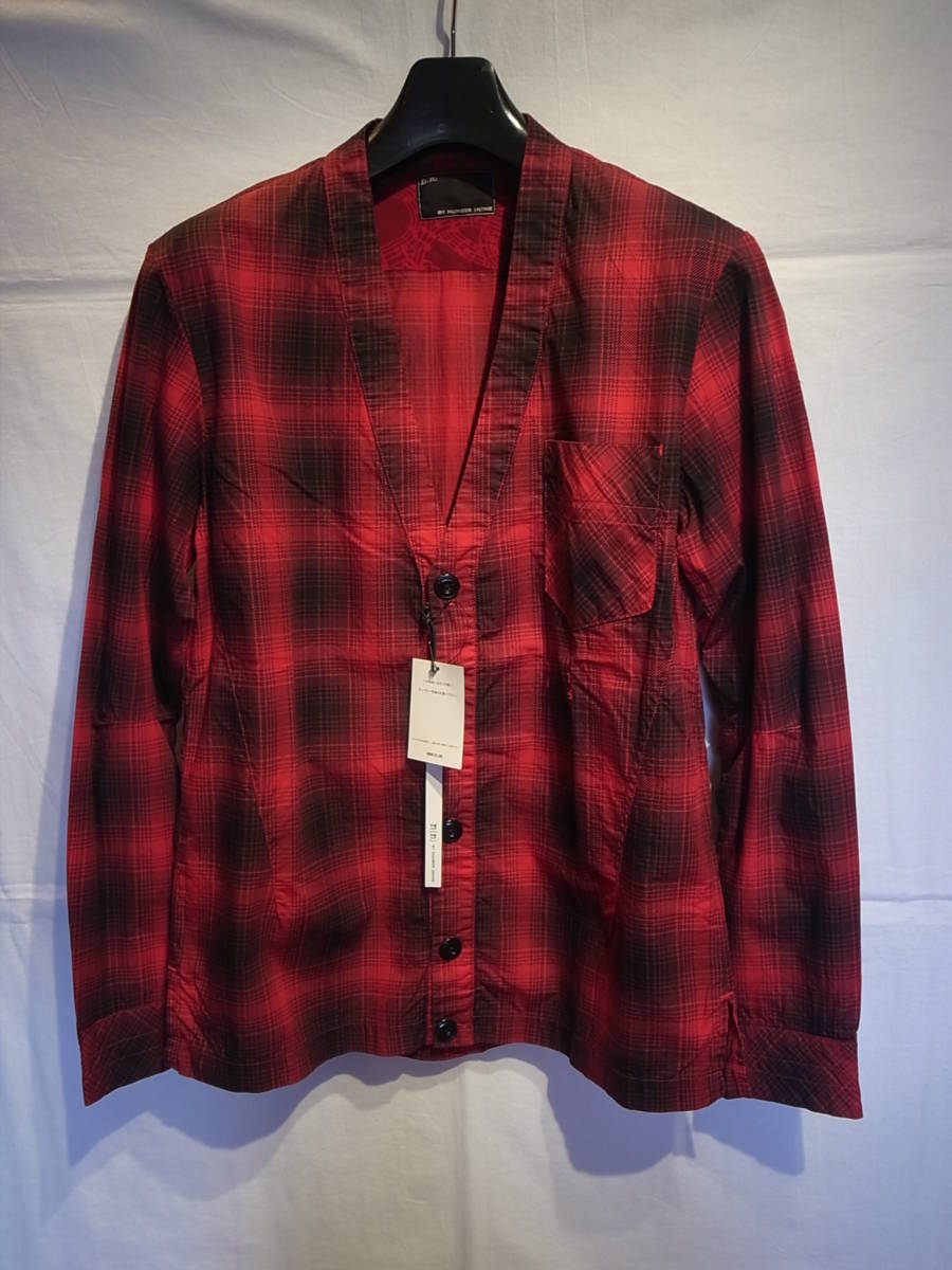 【新品】NUMBER(N)INE チェックシャツカーディガン numbernine ナンバーナイン 半袖 シャツ デニム パンツ TEE Tシャツ サイズ3拍卖