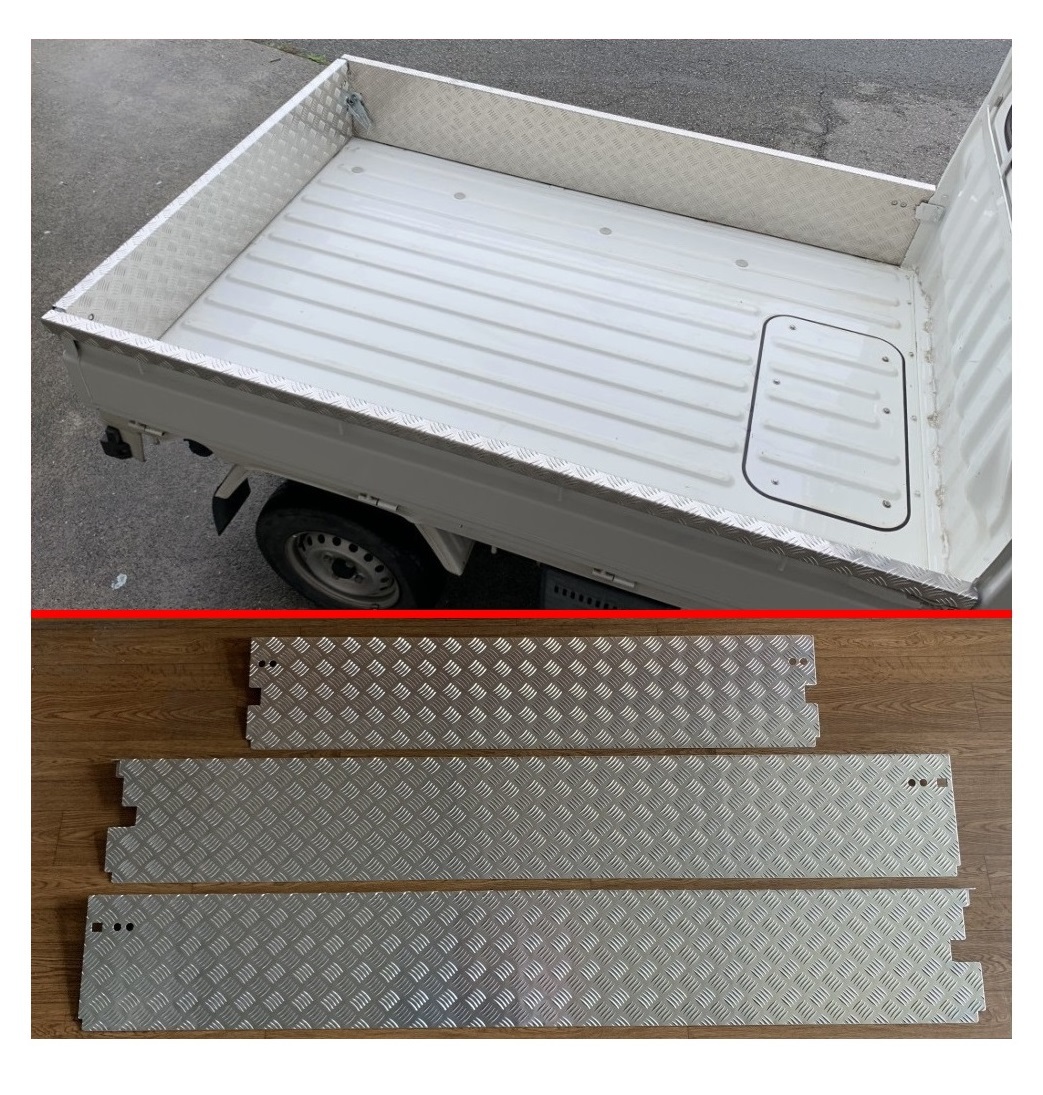 ■軽トラ サンバートラック S201J(ゲートチェーン用ブラケット付き車両用) 荷台あおりインナーカバー アルミ縞板 3点SET 拍卖