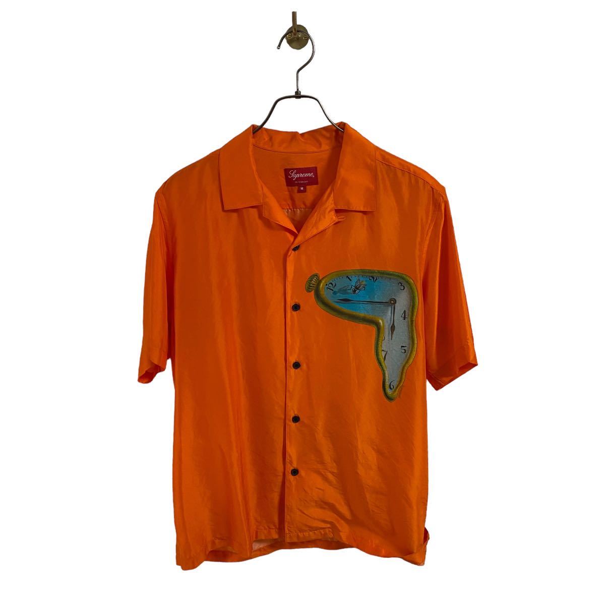 【Supreme persistence of memory シュプリーム Dali ダリ 記憶の固執 半袖シャツ シルクシャツ オレンジ SHIRT メンズM SILK100% 美品】拍卖